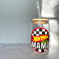 Hot Mess Fast Cars Glass Can Cup with Bamboo Lid and Straw