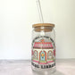 Hot Girls Support Libraries Glass Can Cup with Bamboo Lid and Straw