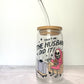 The Husband Did It Glass Can Cup with Bamboo Lid and Straw