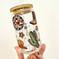Disco Cowboy Glass Can Cup with Bamboo Lid and Straw