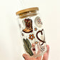 Disco Cowboy Glass Can Cup with Bamboo Lid and Straw