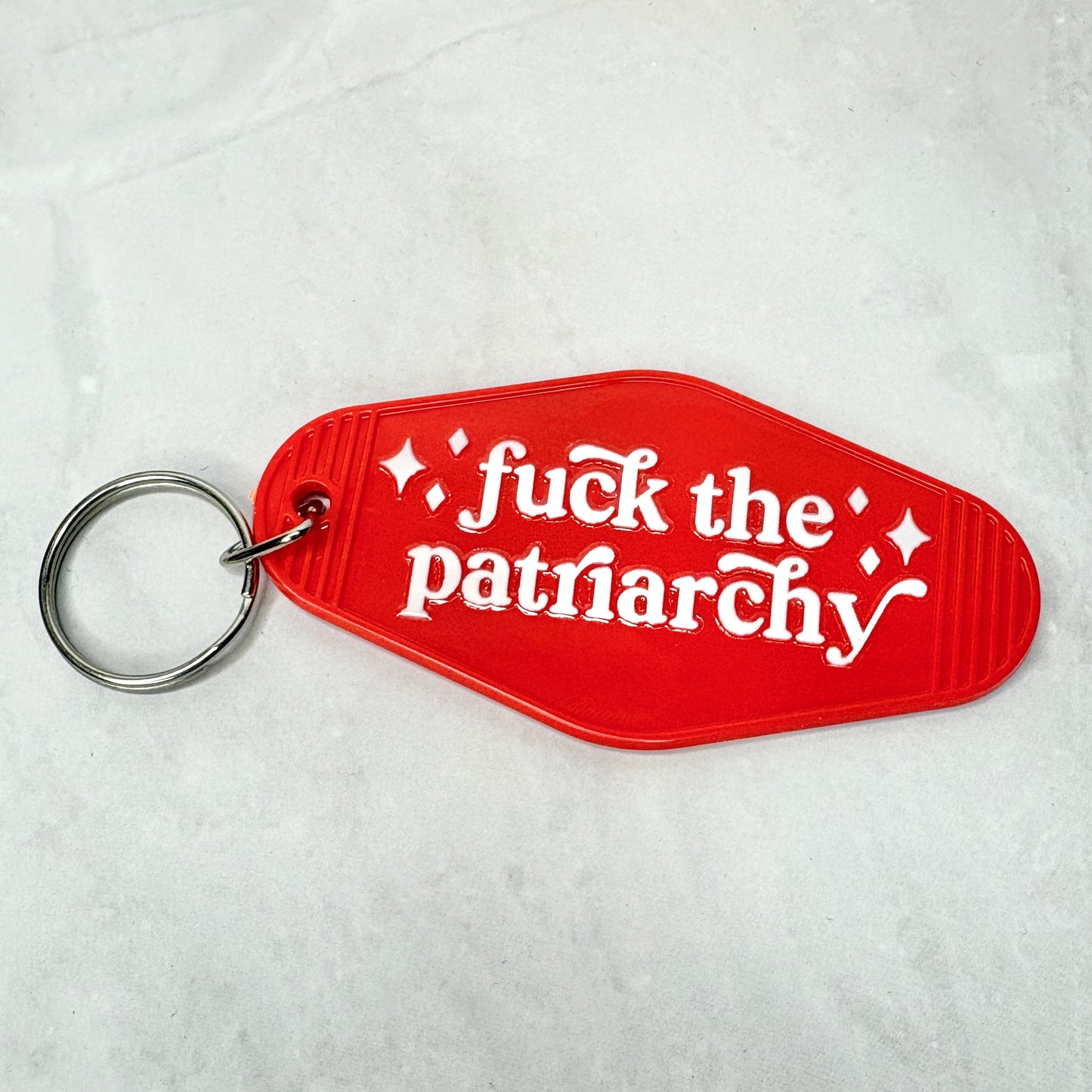 Fuck the Patriarchy Red Motel Keychain