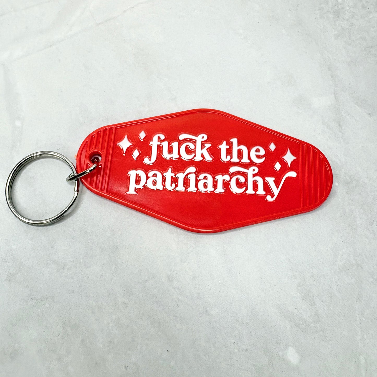 Fuck the Patriarchy Red Motel Keychain
