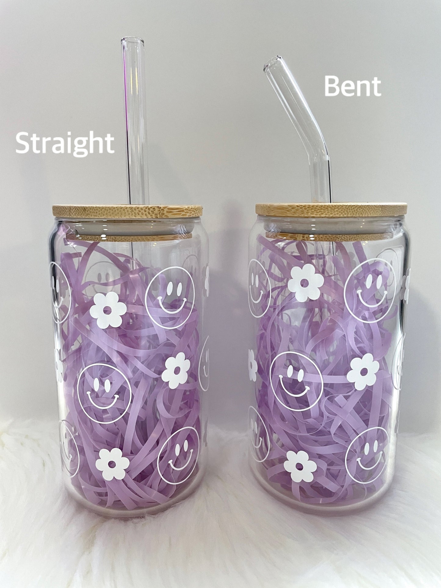 Disco Cowboy Glass Can Cup with Bamboo Lid and Straw