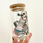 Skeleton TBR Glass Can Cup with Bamboo Lid and Straw
