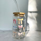 Coquette Bows Glass Can Cup with Bamboo Lid and Straw