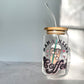 Mama Needs Coffee Glass Can Cup with Bamboo Lid and Straw