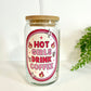 Hot Girls Drink Coffee Glass Can Cup with Bamboo Lid and Straw