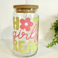 Hot Girls Read Glass Can Cup with Bamboo Lid and Straw