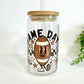 Game Day Retro Football Glass Can Cup with Bamboo Lid and Straw