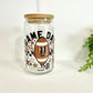 Game Day Retro Football Glass Can Cup with Bamboo Lid and Straw