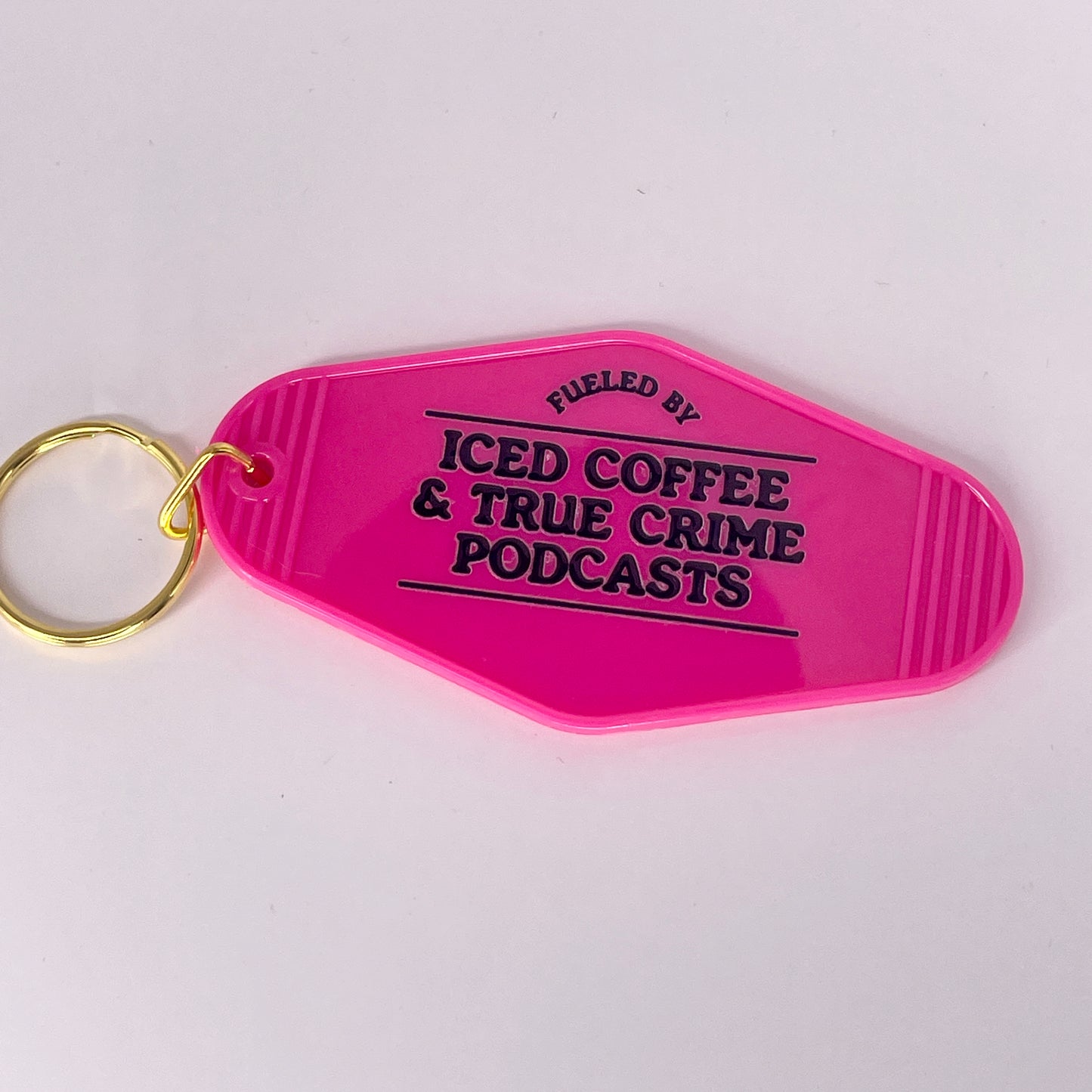 Iced Coffee and True Crime Motel Keychain
