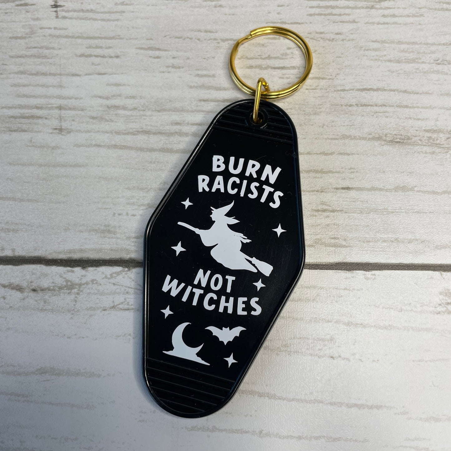 Halloween Motel Keychain Burn Racists Not Witches Keychain and Keys to My Haunted House Keychain