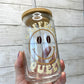 Caffeine Queen Glass Can Cup with Bamboo Lid and Straw