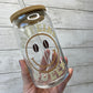 Caffeine Queen Glass Can Cup with Bamboo Lid and Straw