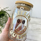 Caffeine Queen Glass Can Cup with Bamboo Lid and Straw