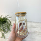 Caffeine Queen Glass Can Cup with Bamboo Lid and Straw