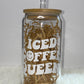 Iced Coffee Queen Glass Cup with Bamboo Lid and Straw
