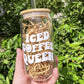Iced Coffee Queen Glass Cup with Bamboo Lid and Straw